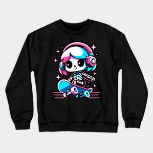 cute skeleton skater girl Crewneck Sweatshirt